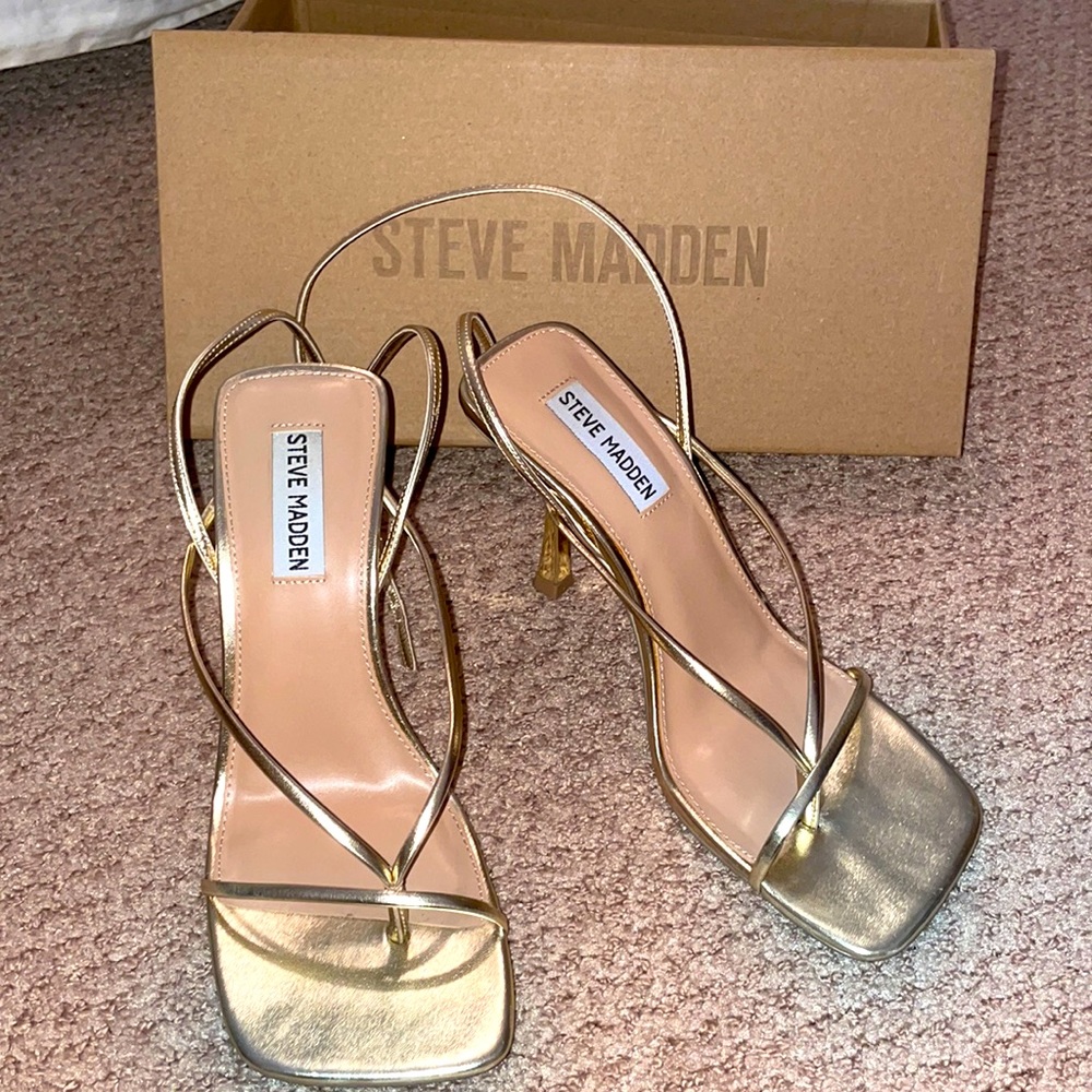 Steve Madden Annie Strappy Heels in Champagne